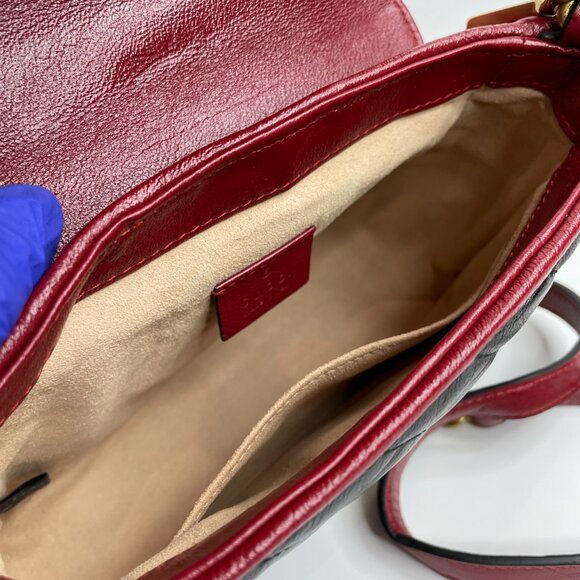 Gucci Black Red Calfskin Marmont Top Handle Crossbody Bag sku#85853(gently used) - Picture 10 of 15